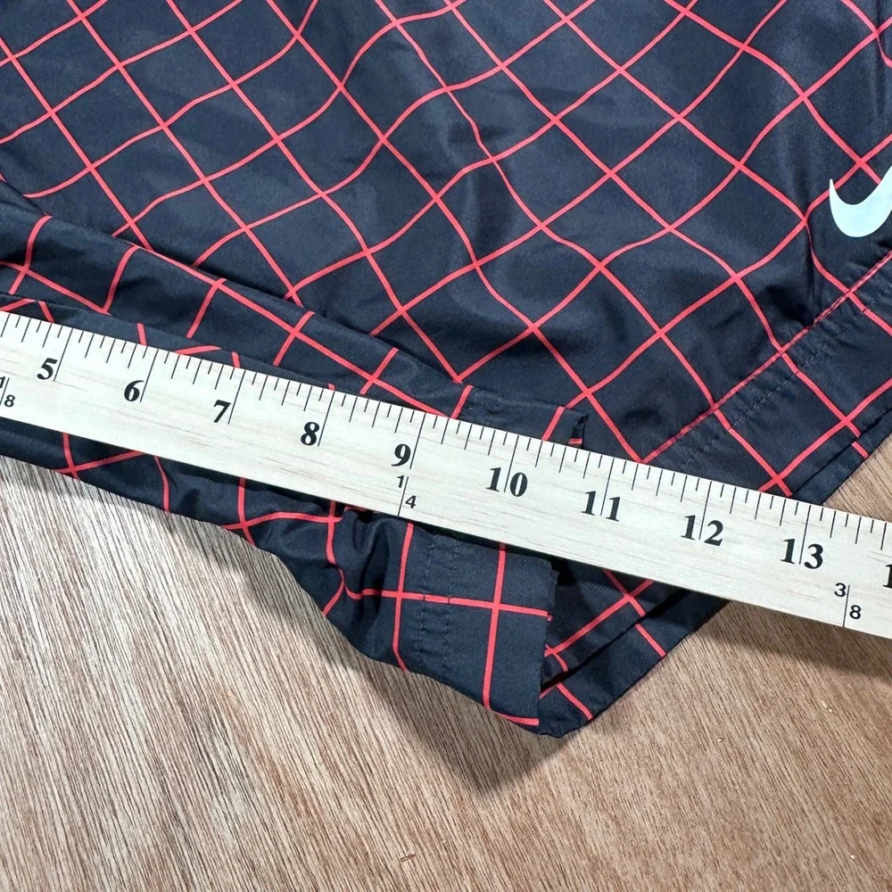 Nike Mens XXL(L) Volley Swim Athletic Shorts Black Red Grid Mesh Drawstring